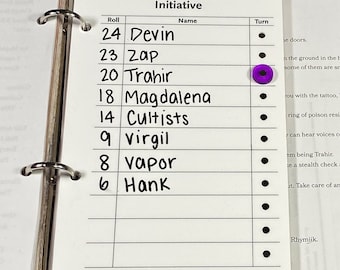 Magnetic Initiative Tracker for D&D: Fits Notebook or DM Screen