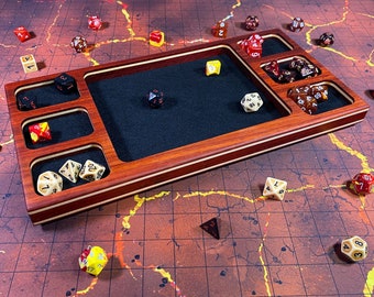 Bandeja de dados de madera hecha a mano, Dungeons and Dragons, bandeja para tirar dados de juegos de rol de mesa