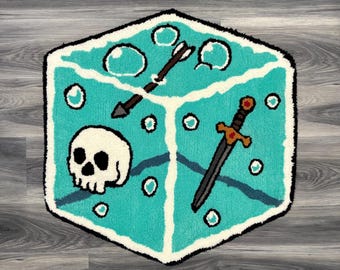 Gelatinous Cube Handmade Tufted Rug – Gelatinous Cube Carpet – Dungeons and Dragons RPG Decor – Geeky Gamer Gift