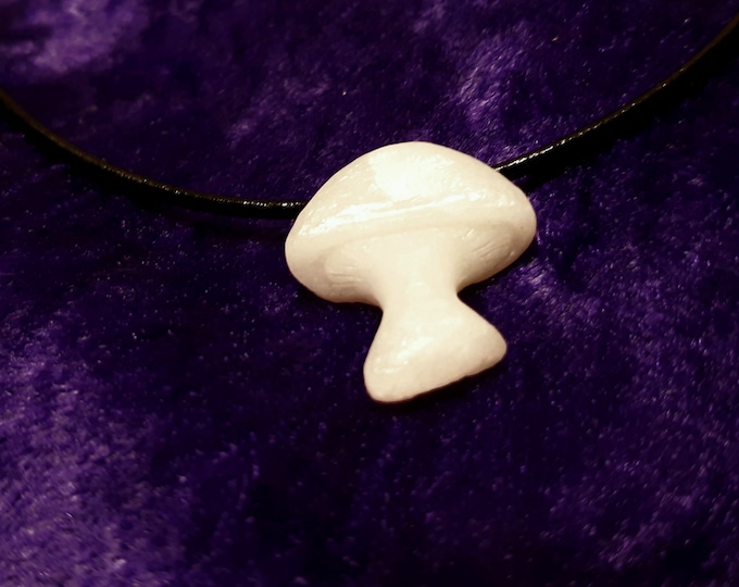 Alabama Marble, Carved Stone, Mushroom Necklace