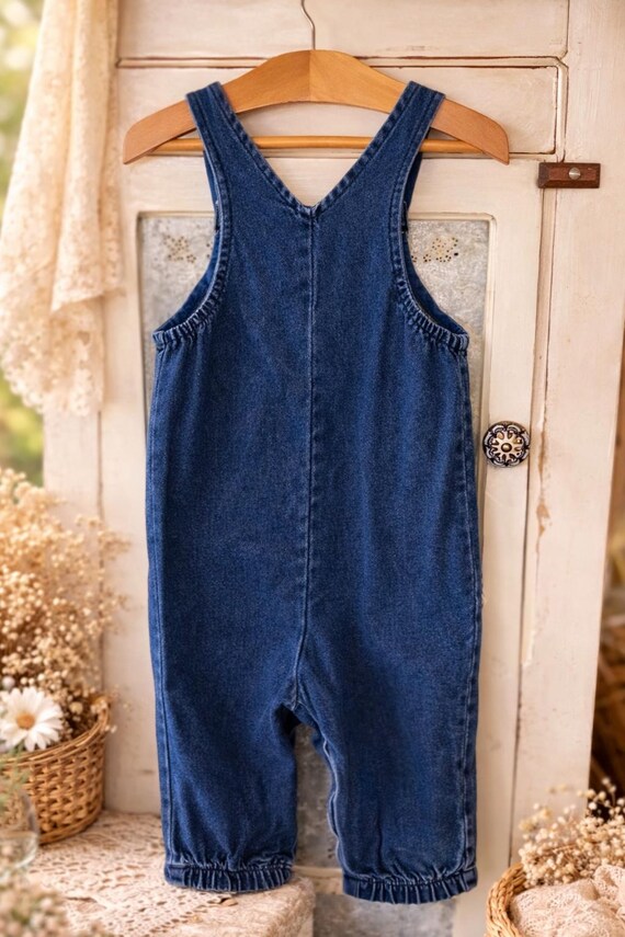 Vintage Denim Toddler Overalls | Embroidered Farm Animals, Cow Pig Appliqué 32 View 2