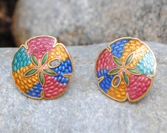 Boucles d'oreille vintage - puces d'oreilles - cloisonnées - boucles d'oreilles fantaisie - colorées - bijoux vintage