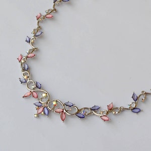 Ausgefallene Halskette - Strasskette - Prinzessin Halskette - rosa und lila