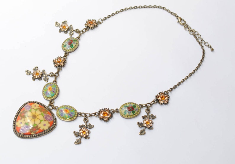 Vintage necklace flower necklace boho hippie style summer necklace woman necklace vintage jewelry