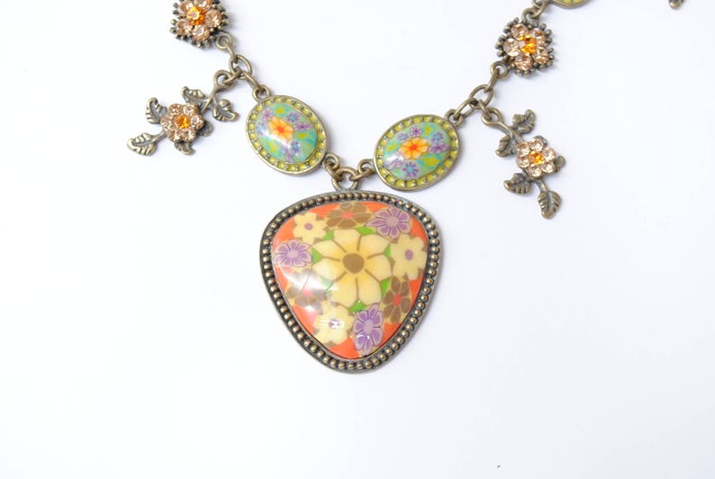 Vintage necklace flower necklace boho hippie style summer necklace woman necklace vintage jewelry