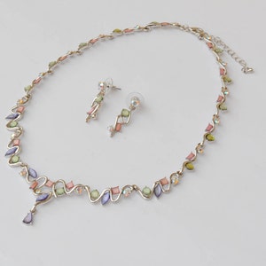 Fancy adornment, Fancy necklace, rhinestone necklace, princess necklace, pink and purple, evening