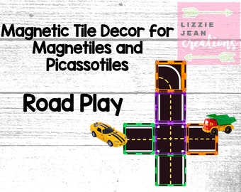 Road Play Magnetic Tile Stickers (Printable)