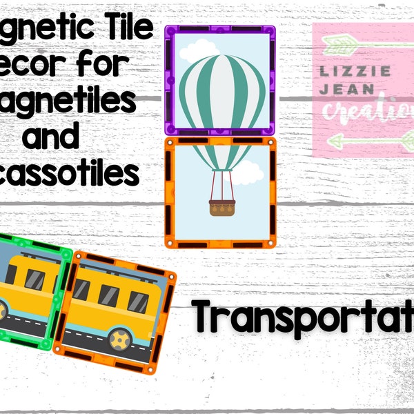 Transportation Magnetic Tile Stickers (Printable)