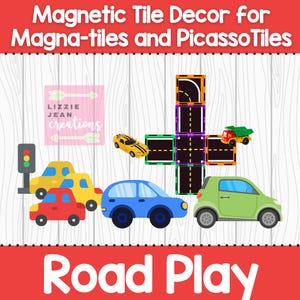 Road Play Magnetic Tile Stickers (Printable)
