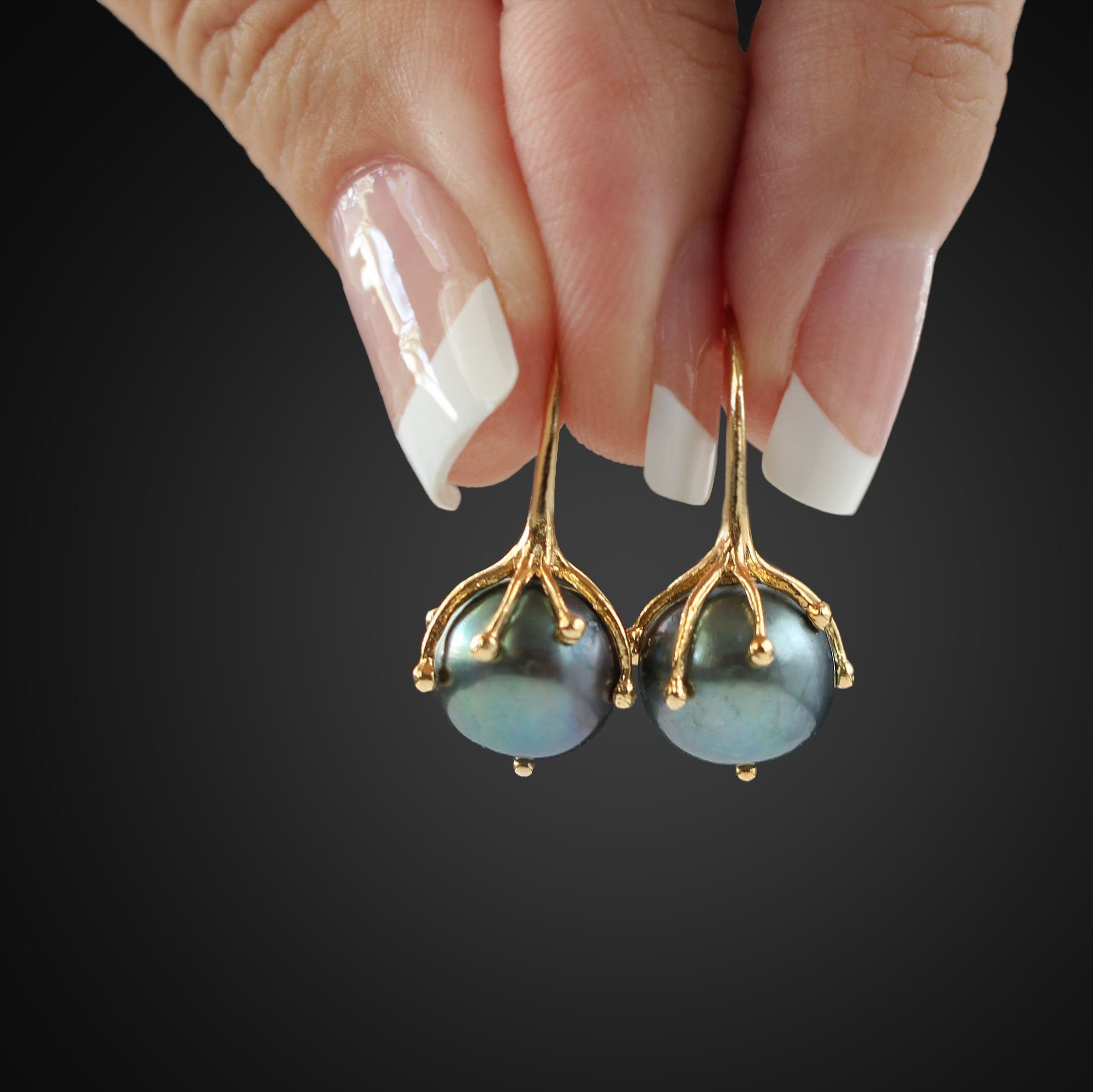 Gold Polish Women Pearl Earrings buy Online