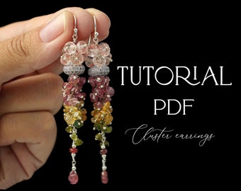 Earrings Tutorial Earring Pattern Jewelry Tutorial Diy Earring Tutorial how to Beading Pattern Jewelry Making Long Earrings Cluster Earrings