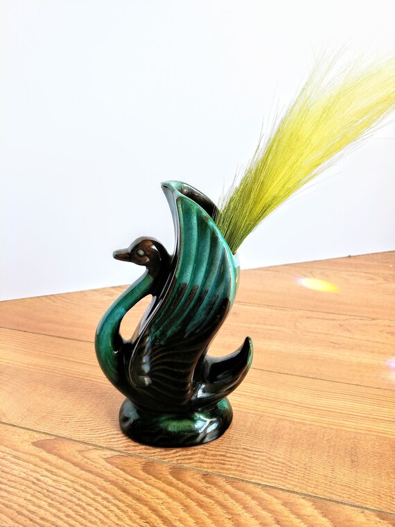 Vintage Blue Mountain Pottery Swan Vase Drip Glaze Bmp Etsy