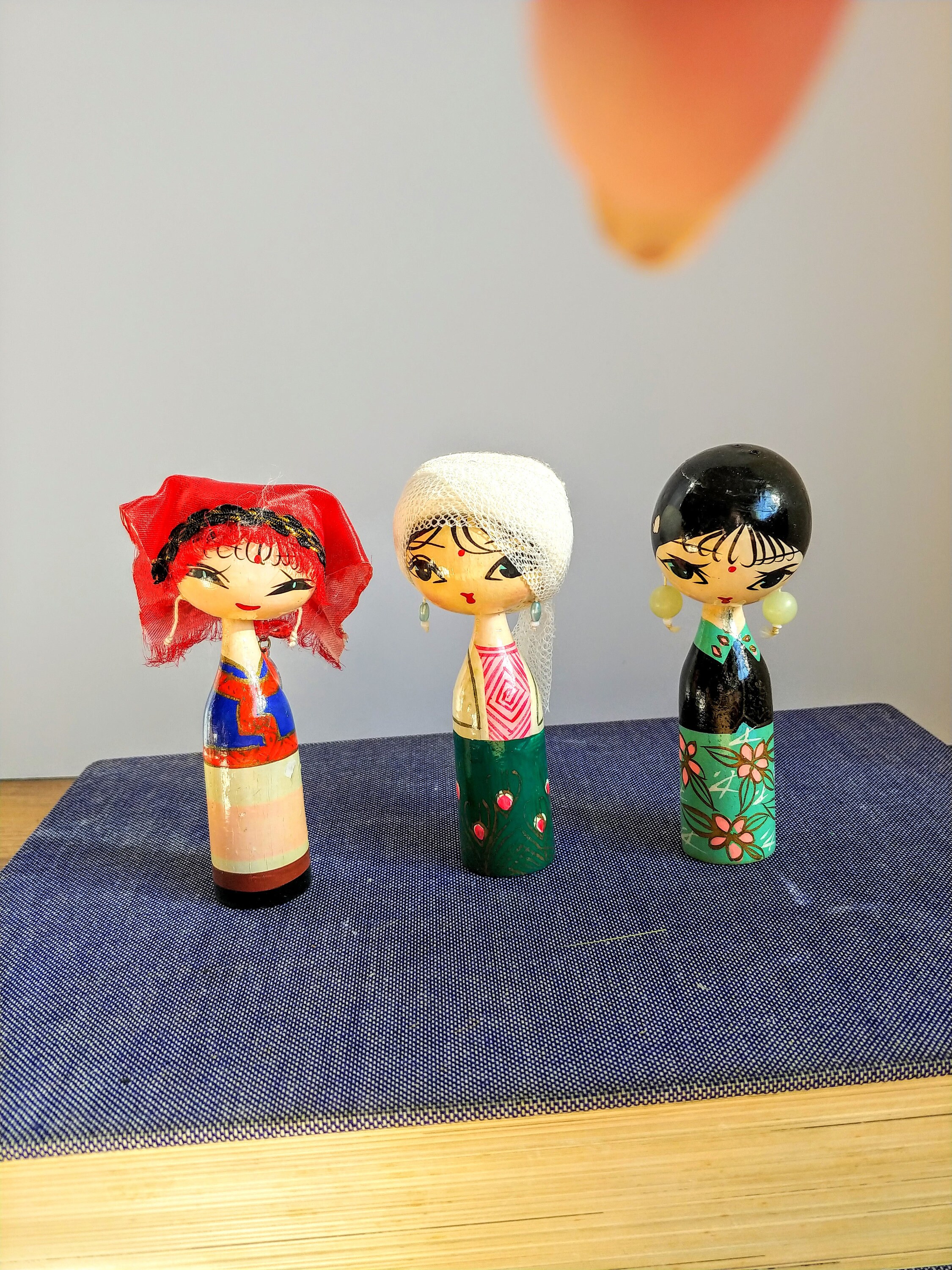 Rare Vintage Wood Bobble Head Dolls Set of 6 in Original Box Etsy