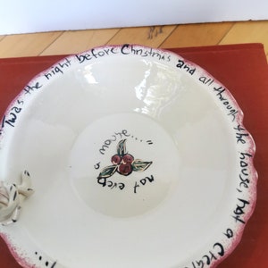 Studio Pottery Hand Made Christmas Cookie Plate Twas the Night Before Christmas Mouse Signed image 5