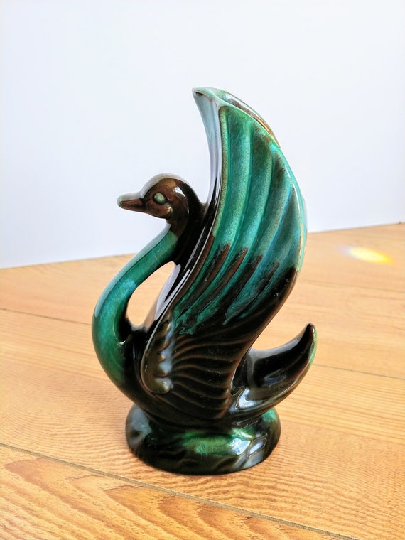 Vintage Blue Mountain Pottery Swan Vase Drip Glaze Bmp Etsy