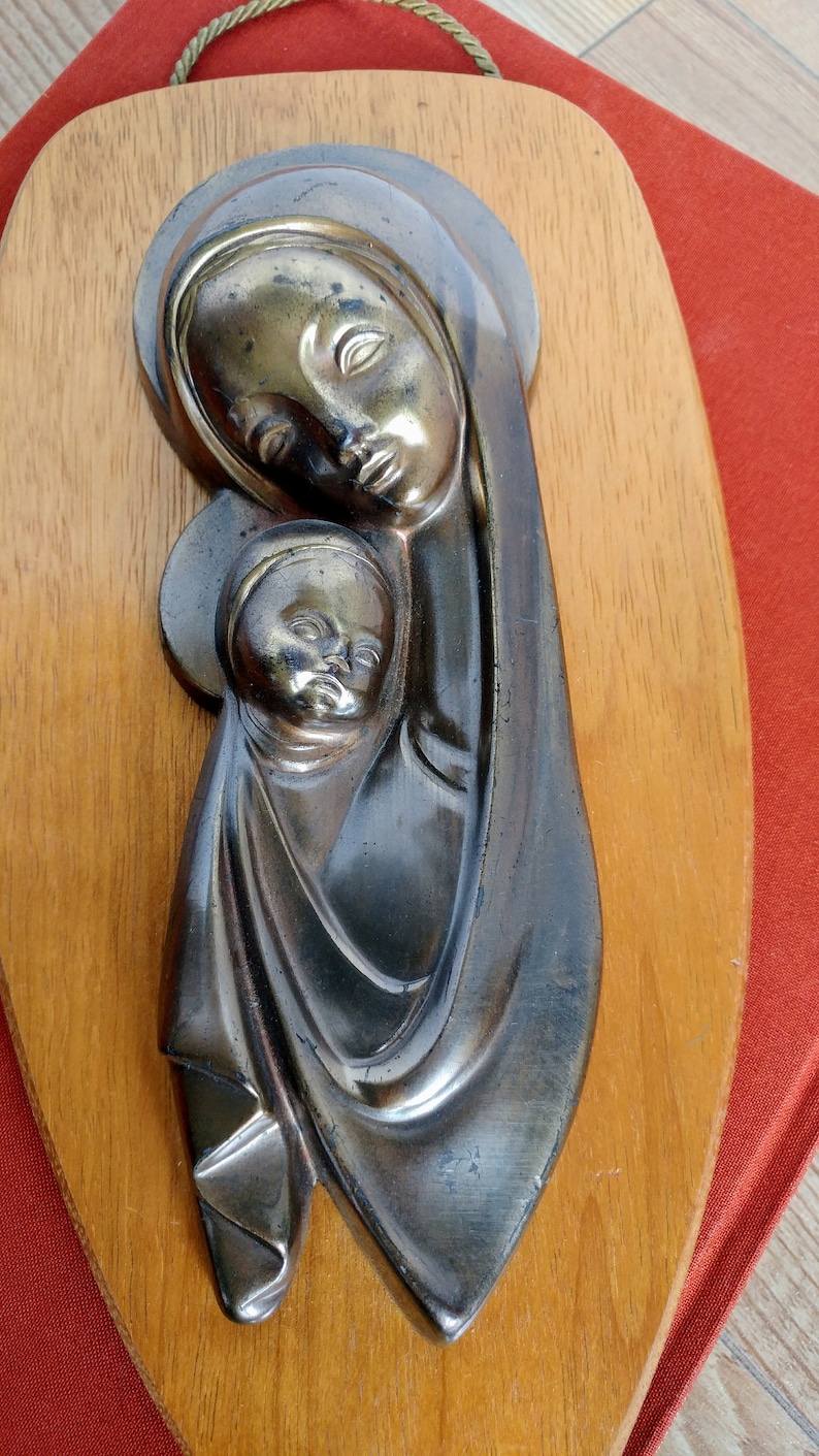 Vintage Mid Century Large Virgin Mary and Baby Jesus Madonna image 1