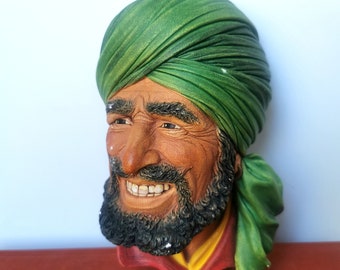 Vintage Bossons Chalkware Punjabi Man Wall Hanging Bust