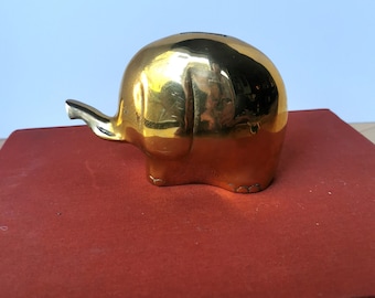Small Solid Brass Elephant with Trunk Up