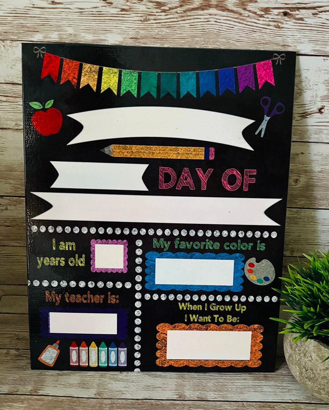 First and Last Day of School Dry Erase Sign Board 8x10 Back to School