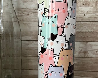 Cute kitties Stainless Tumbler - 20 OZ Tall Skinny Tumbler, cute cats, tumbler, coffee cup