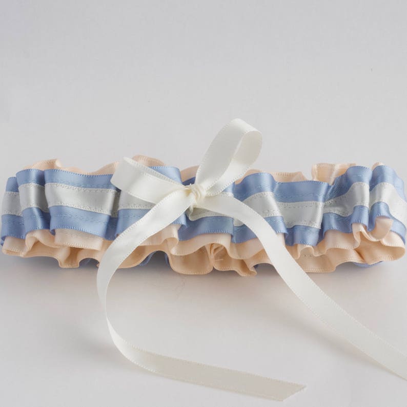 Ivory and Blue Wedding Garter Gift For Bride Easy Something Blue For Wedding Off White Garter With Blue Meaningful Wedding Something Blue