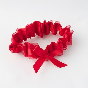 Red Wedding Garter, Red Bridal Garter, Red Garter, Satin Garter, Garter Belt, Red Bridal Lingerie