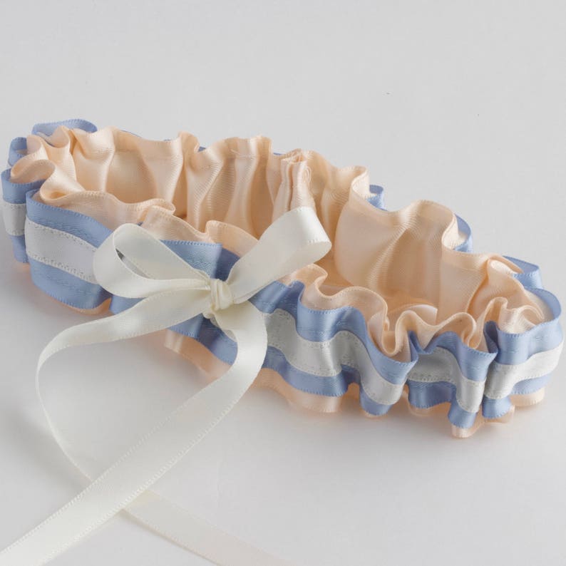 Ivory and Blue Wedding Garter Gift For Bride Easy Something Blue For Wedding Off White Garter With Blue Meaningful Wedding Something Blue