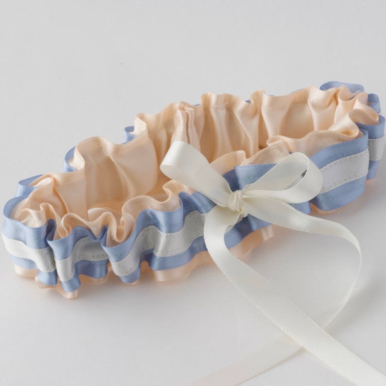Ivory and Blue Wedding Garter Gift For Bride Easy Something Blue For Wedding Off White Garter With Blue Meaningful Wedding Something Blue