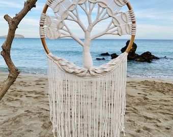 Big macrame tree of life with wooden frame/macrame wall hanging.