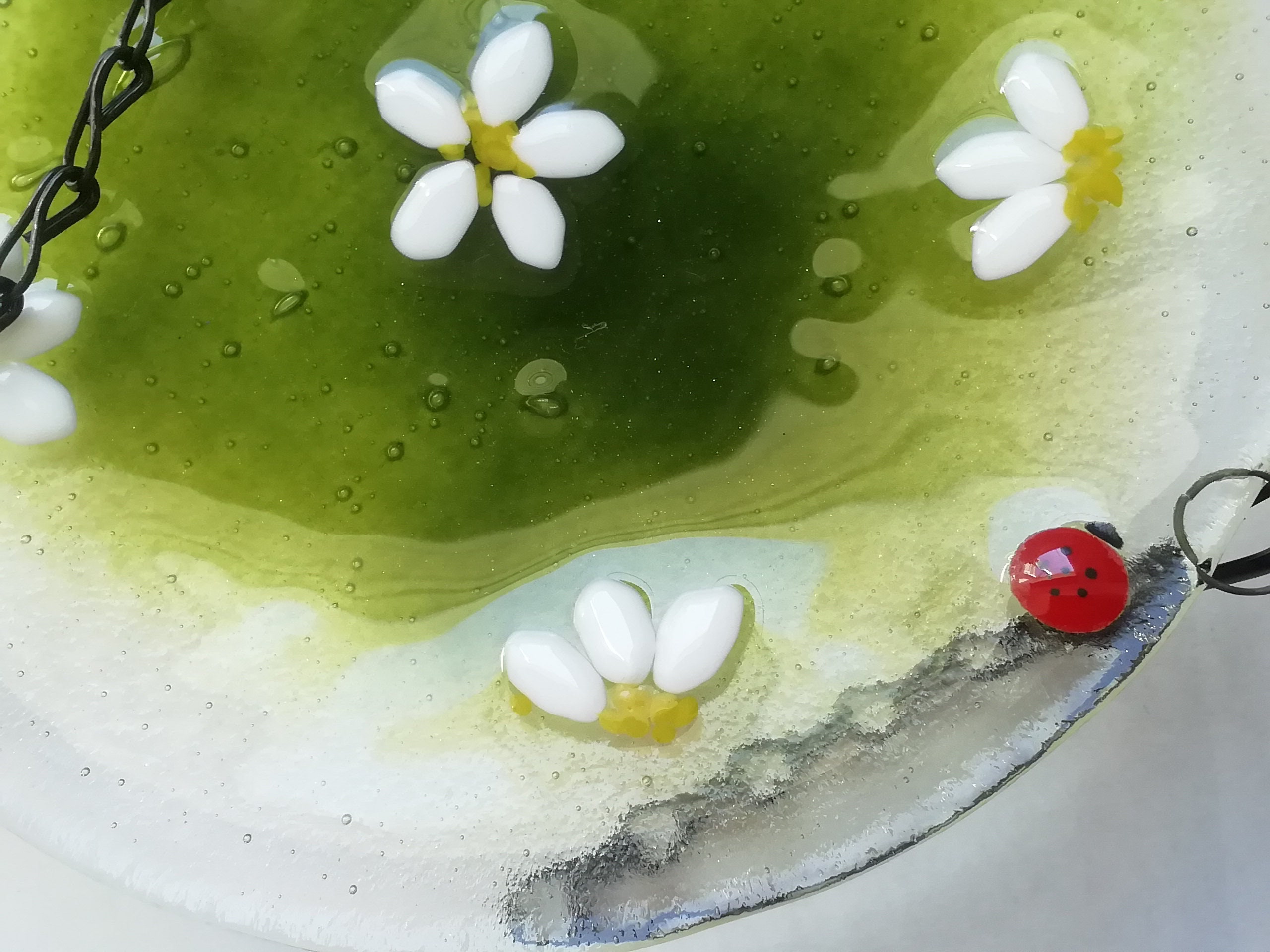 Fused Glass Hanging Bird Bath Daisy Bird Feeder for the Etsy UK