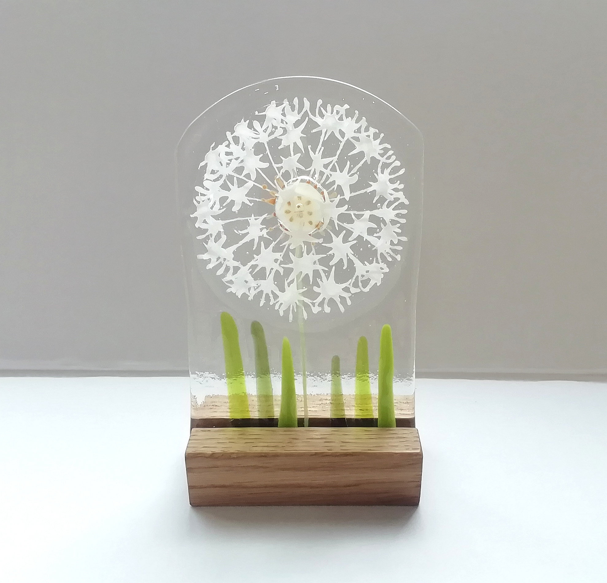 Dandelion art 3D dandelion fused glass shelf ornament Etsy