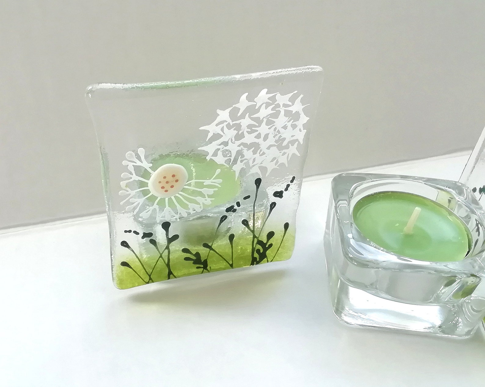 Dandelion Tealight Fused Glass Dandelions Gift for Mum Etsy