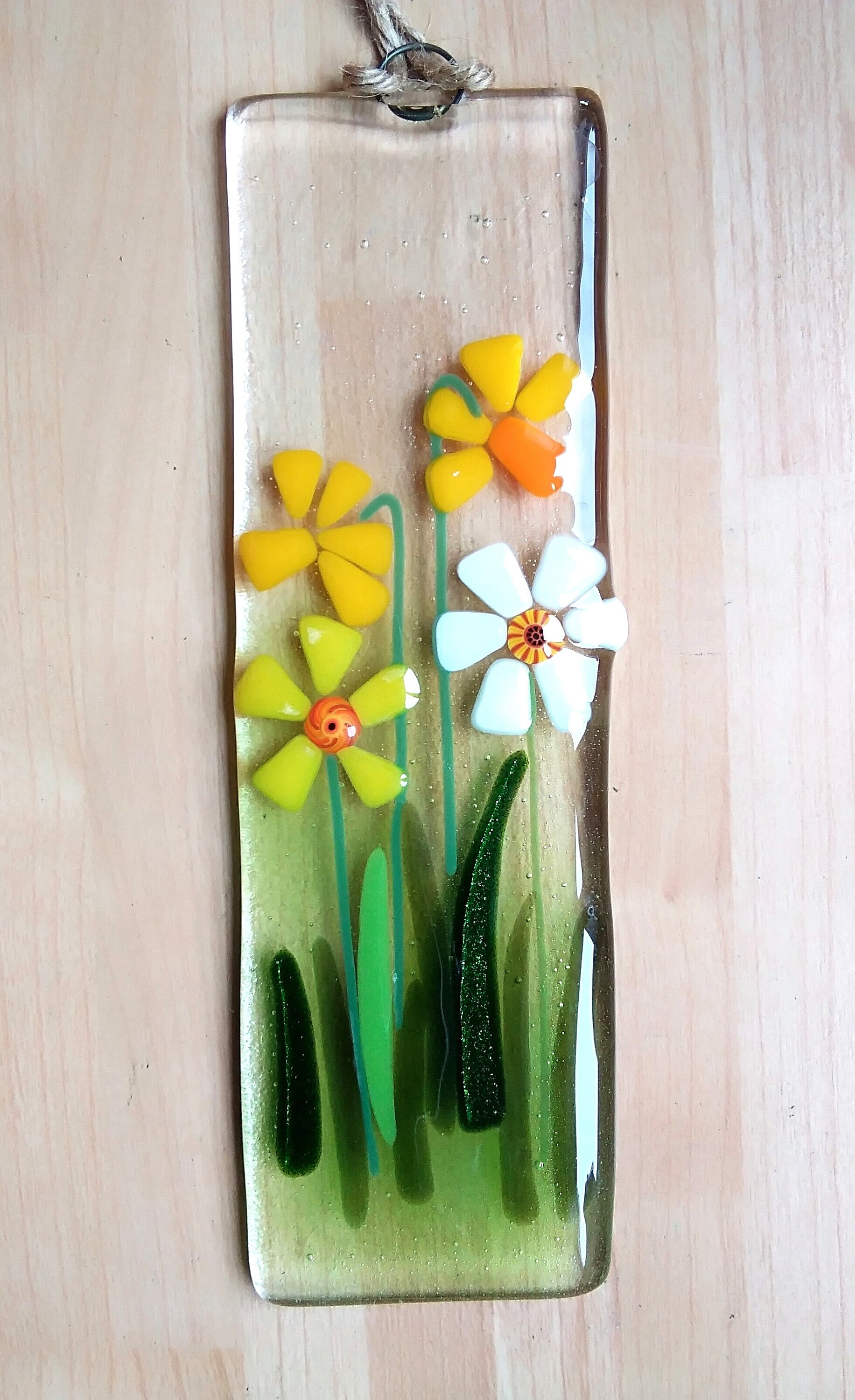 Fused Glass Daffodil Hanger Daffodil Suncatcher Glass Host Etsy UK