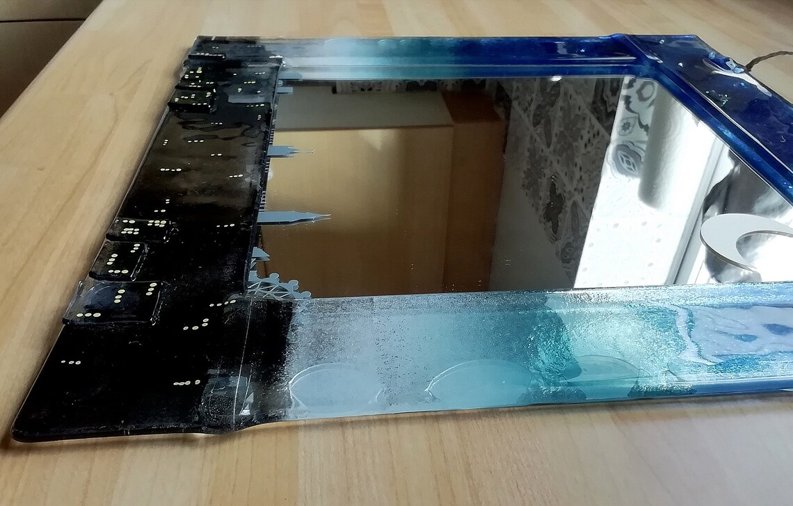London skyline fused glass mirror mixed media mirror art Etsy
