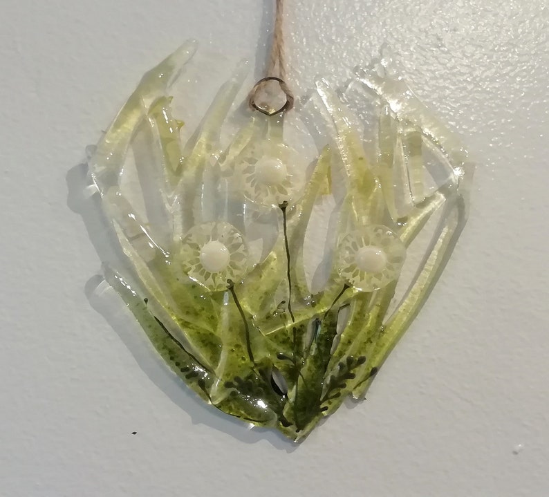 Dandelion wall art stunning fused glass dandelion hanger Etsy