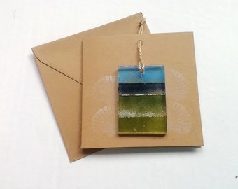 Coastal card, suncatcher card, letterbox gift, gift card, seascape suncatcher, seascene card, beach art, blank greetings card.