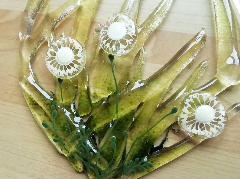 Dandelion wall art stunning fused glass dandelion hanger Etsy