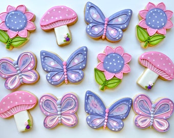 Butterfly cookies/mushroom cookies/flower cookies/ garden/ fairy garden/fairytale