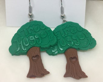 tree hugger polymer clay earrings