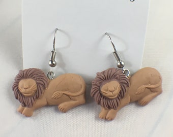 lion polymer clay earrings