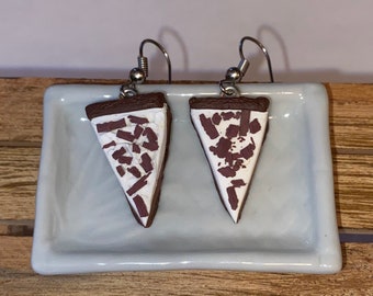 Chocolate pie dangle polymer clay earrings thanksgiving