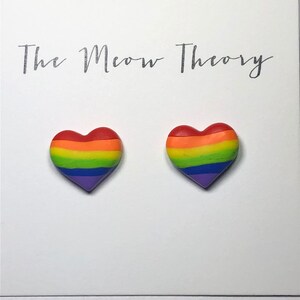Pride rainbow flag heart stud earrings