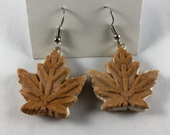 Canadian maple leaf cookie polymer clay dangle drop