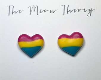 Pansexual pride flag heart stud earrings