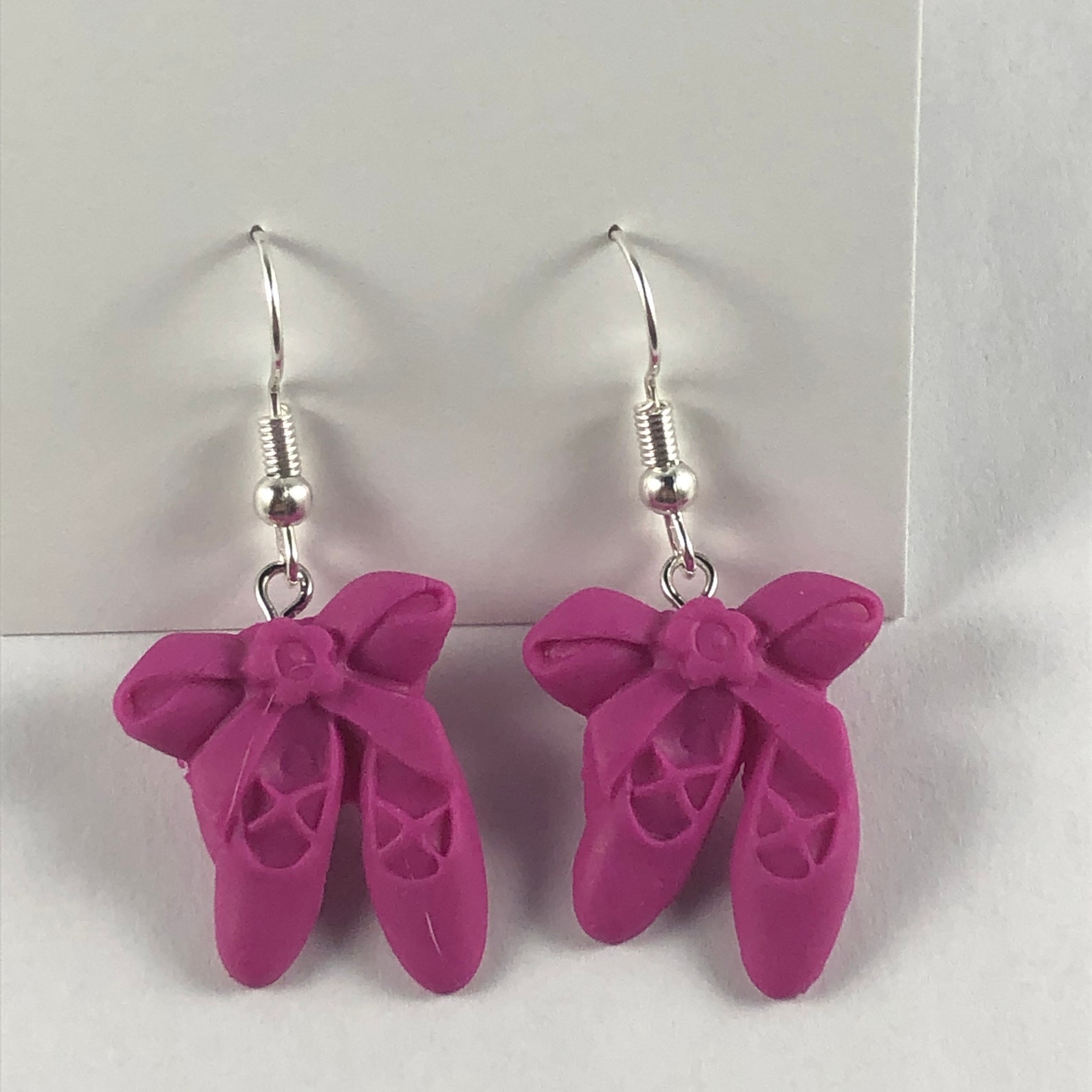 ballet slipper shoe polymer clay earrings