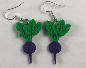 Turnip vegetable polymer clay earrings