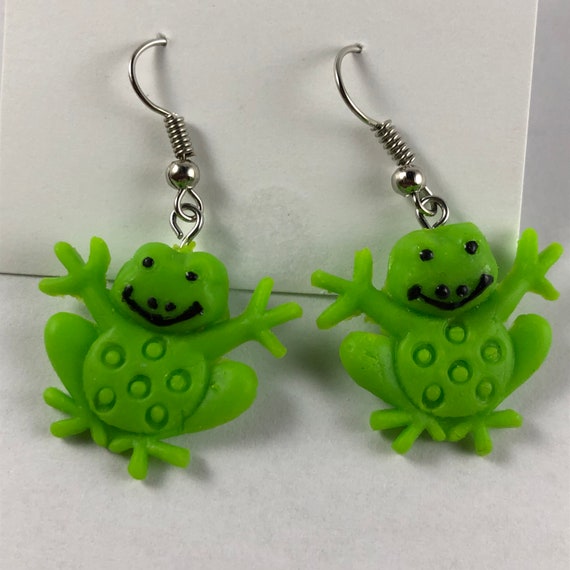 frog earrings etsy