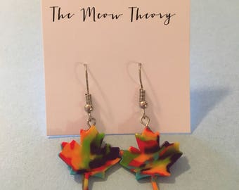 Pride Canada leaf earrings