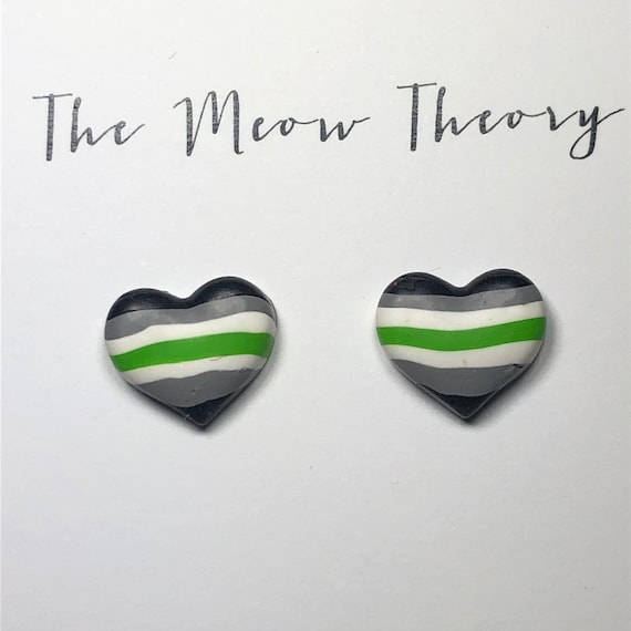 Agender Pride Flag Heart Stud Earrings Etsy