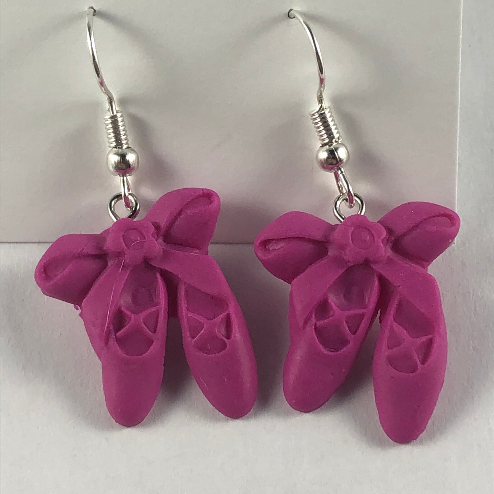 ballet slipper shoe polymer clay earrings